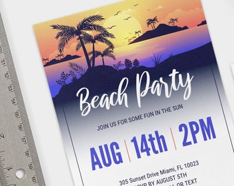 Beach Party Invitation Template Beach Bash Birthday Party Invite Instant Download Sunset Beach Party Digital Invitation Surf Party
