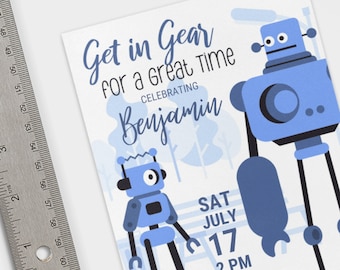 Robot Party Invitation Template Robot Birthday Editable Robot Party Invite Digital Invitation
