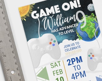 Space Video Game Birthday Invitation Template Gaming Party Video Game Party Gaming Invitation Gamer Birthday Arcade Birthday Game On