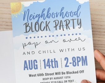 Neighborhood Block Party Invitation Template Street Party Annual Block Party Summer Block Party Invitation Meet and Greet with Neighbors