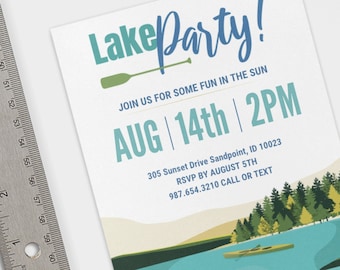 Lake Party Invitation Template Lake Celebration Cabin Party Summer Invitation Summer Fun Lake Digital Invitation Lake Birthday Weekend Fun