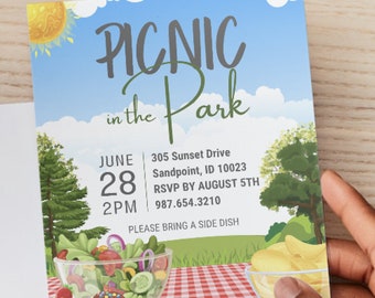 Picnic in the Park Invitation Template Park Birthday Invitation Party in the Park Family Reunion Day in the Park Reunion Invitation