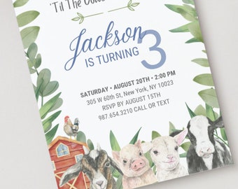 Farm Birthday Invitation Template Farm Birthday Farm Animals Party at the Farm Invite Barn Animals Country Life Invitation