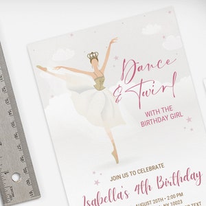 バレリーナの誕生日招待状テンプレート バレエの誕生日招待状 編集可能なバレリーナの招待状 モダンバレリーナ バレエダンサー 女の子の誕生日
