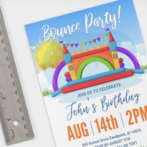 Bounce House Birthday Invitation Template Bounce Party Bounce Birthday Jump Party Backyard Party Backyard Birthday