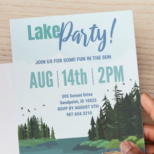 Lake Party Invitation Template Lake Celebration Cabin Party Summer Invitation Summer Fun Lake Digital Invitation Lake Birthday Weekend Fun
