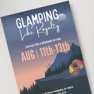 Night Glamping Like Royalty Invitation Template Camping Invitation Glamping Weekend Camping Weekend Outdoor Camping Birthday Tent Sleepover