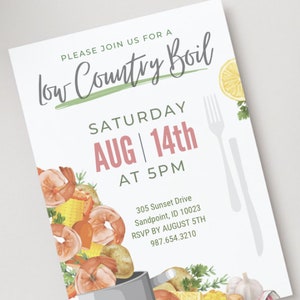 Low Country Boil Invitation Template Cookout Invitation Backyard Party Low Country Boil Party Shrimp Boil Seafood Boil Party Invitation