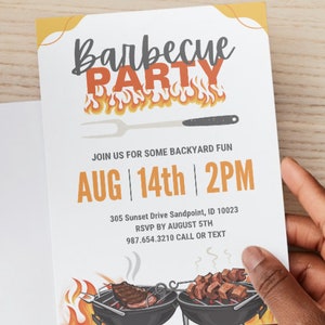 Barbecue Party Invitation Template Grilling Invitation Backyard Gathering Grill Party Backyard Bash BBQ Party Invitation