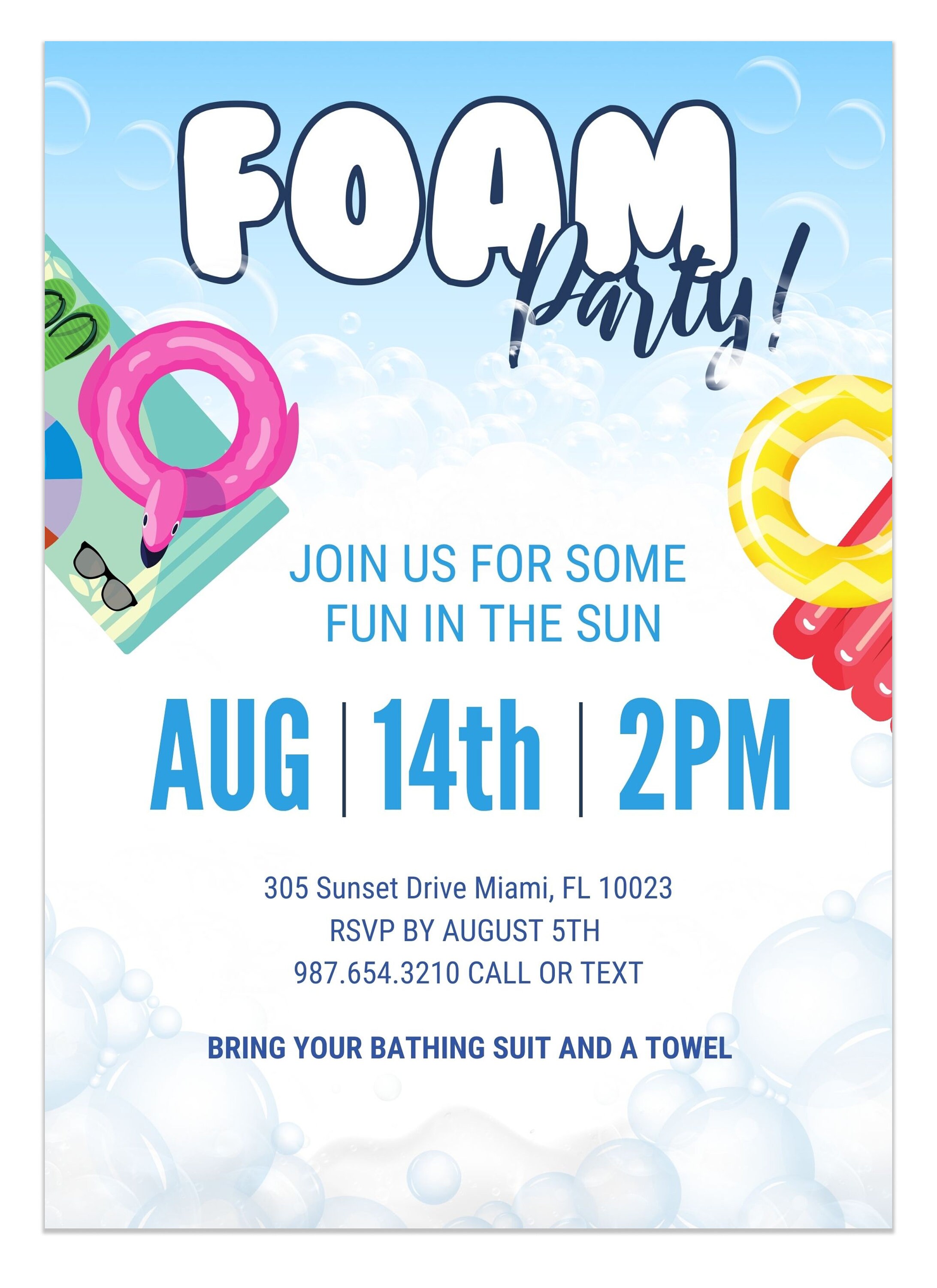 Foam Party Invitation Template Foam Pool Party Splish Splash Foam Party