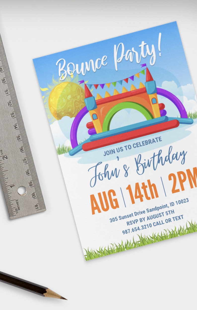 Bounce House Birthday Invitation Template Bounce Party Bounce Etsy
