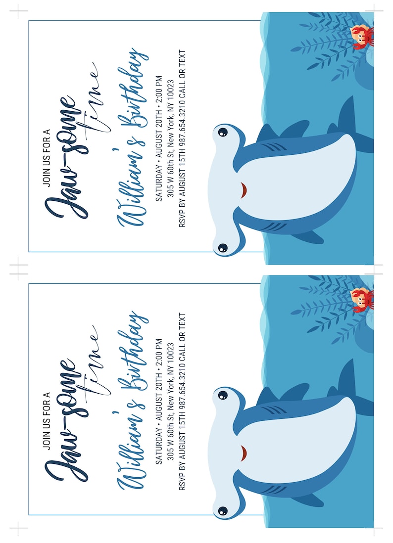 Shark Birthday Invitation Template Sharks Attach Party Invite Under the