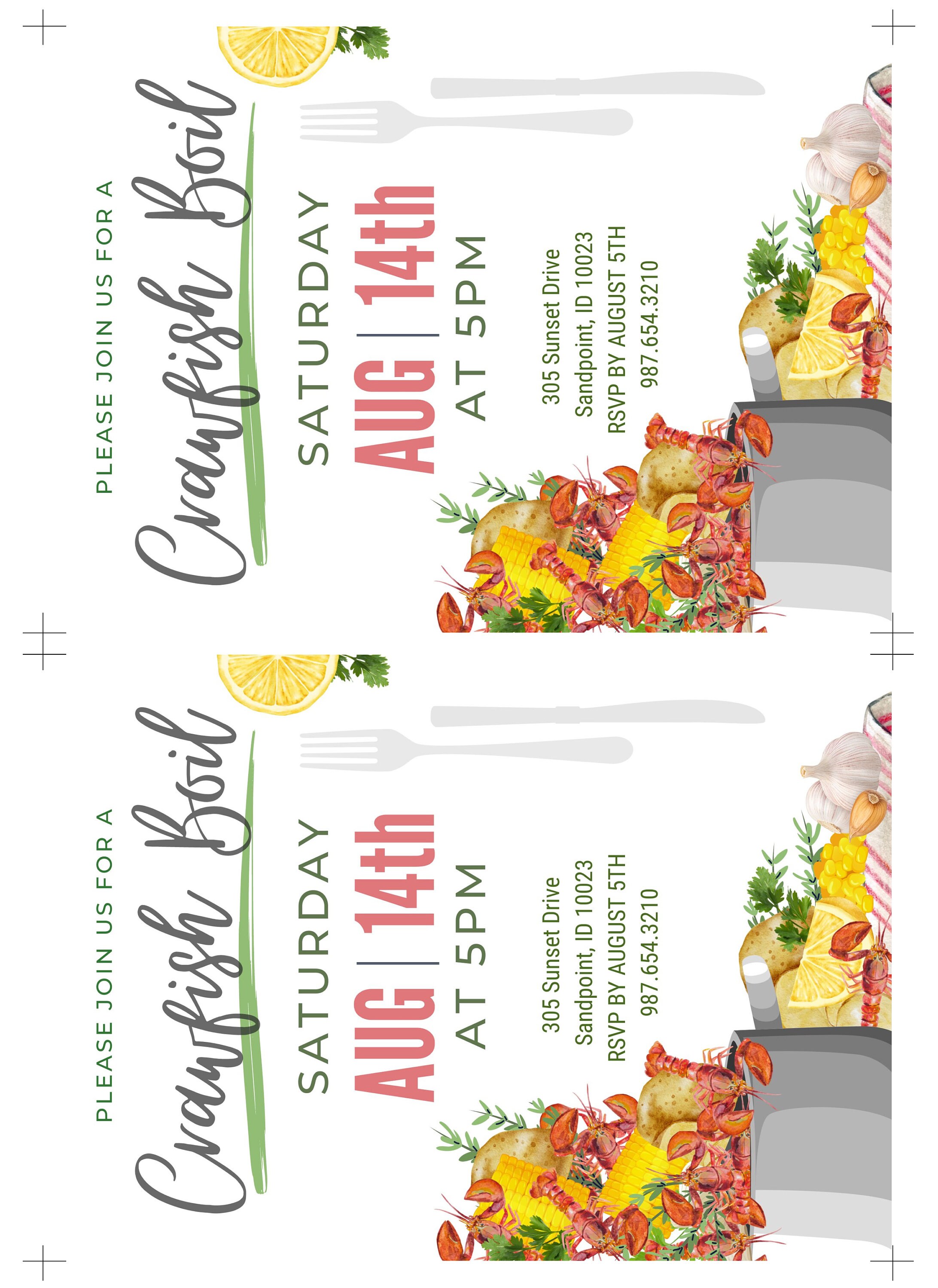 Crawfish Boil Invitation Template Crawfish Party Crawfish Cookout