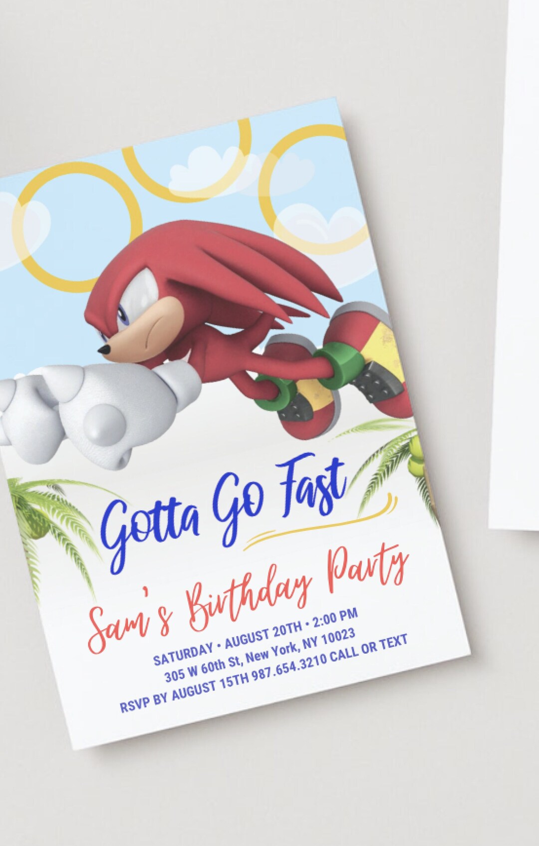 Knuckles Birthday Invitation Template Knuckles Invitation - Etsy