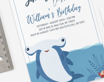 Shark Birthday Party Invitation Sharktastic Birthday Party Invite ...