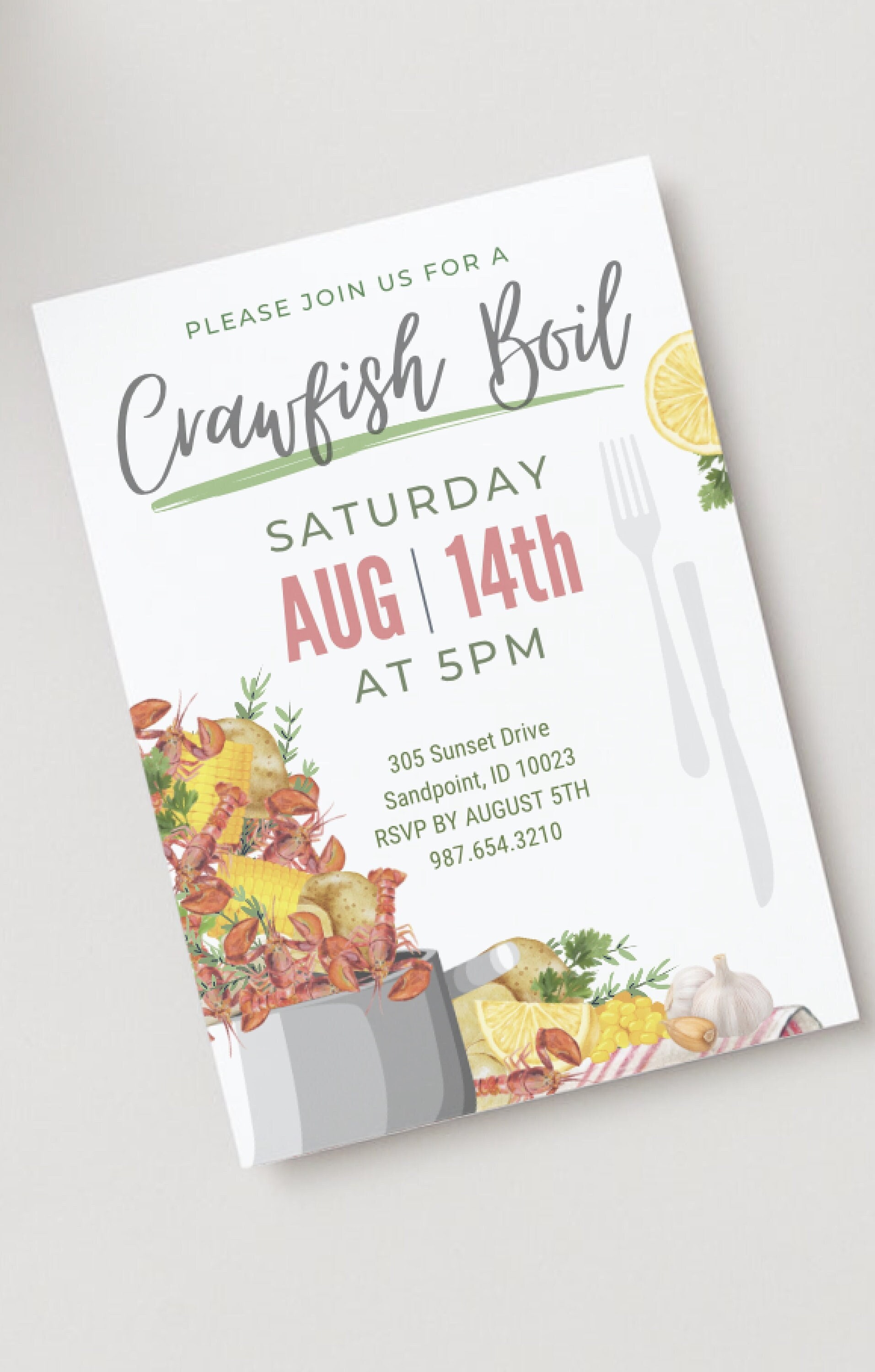 Crawfish Boil Invitation Template Crawfish Party Crawfish Cookout