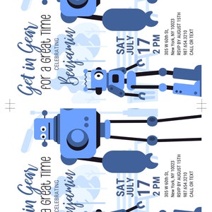Robot Party Invitation Template Robot Birthday Editable Robot Party ...