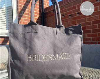 Personalised Bridesmaid Canvas Tote Bag | Bride Tribe Gift | Bridesmaid Gift | Beach Bag | Personalised Beach Bag