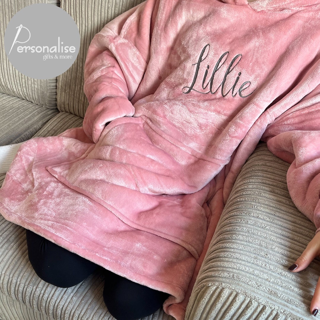 Personalised Oversized Adults/teenager Blanket Hoodie in Pink Super
