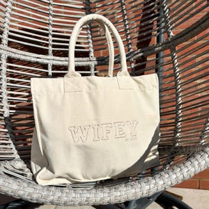 Personalised Wifey Embroidered Canvas Tote Bag | Bridal | Honeymoon | Newly Wed