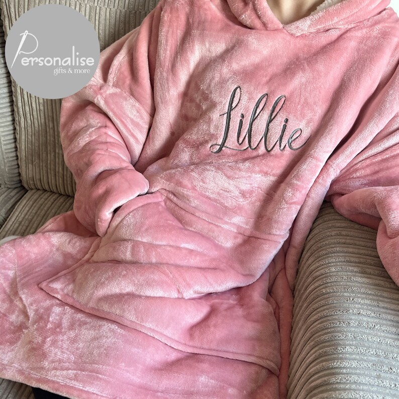 Personalised Oversized Adults/teenager Blanket Hoodie in Pink Super