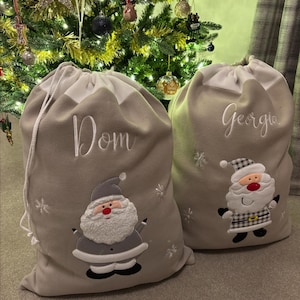 Personalised Plush Felt Christmas Sack | Embroidered Santa Sack