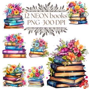 Set Of 12 Stacked Books, Transparent Background, Illustrations Bundle, Digital Downloads, PNG Books, Fantasy Clipart Illustrations, clipart