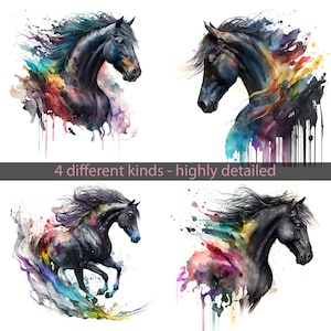 Horse Watercolor Illustrations Bundle, Watercolor Animal Clipart, Digital Downloads, Horse, PNG, Sublimation Prints, Horse Clipart,Horse art