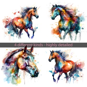 Horse Watercolor Illustrations Bundle, Watercolor Animal Clipart, Digital Downloads, Horse, PNG, Sublimation Prints, Horse Clipart,Horse art