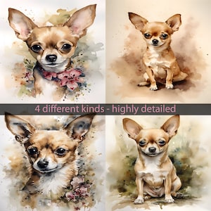 Chiwawa Dog Illustration, Digital Pictures, Digital Downloads, Chiwawa Illustrations, Only JPEG, Sublimation Prints, Chiwawa Prints, Dog