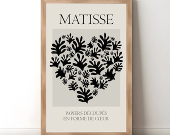 Matisse Black Heart Print, Wall Art, Matisse Poster Set, Gallery Wall, Digital Download, Exhibition Poster, Wall Art Prints, Matisse Poster