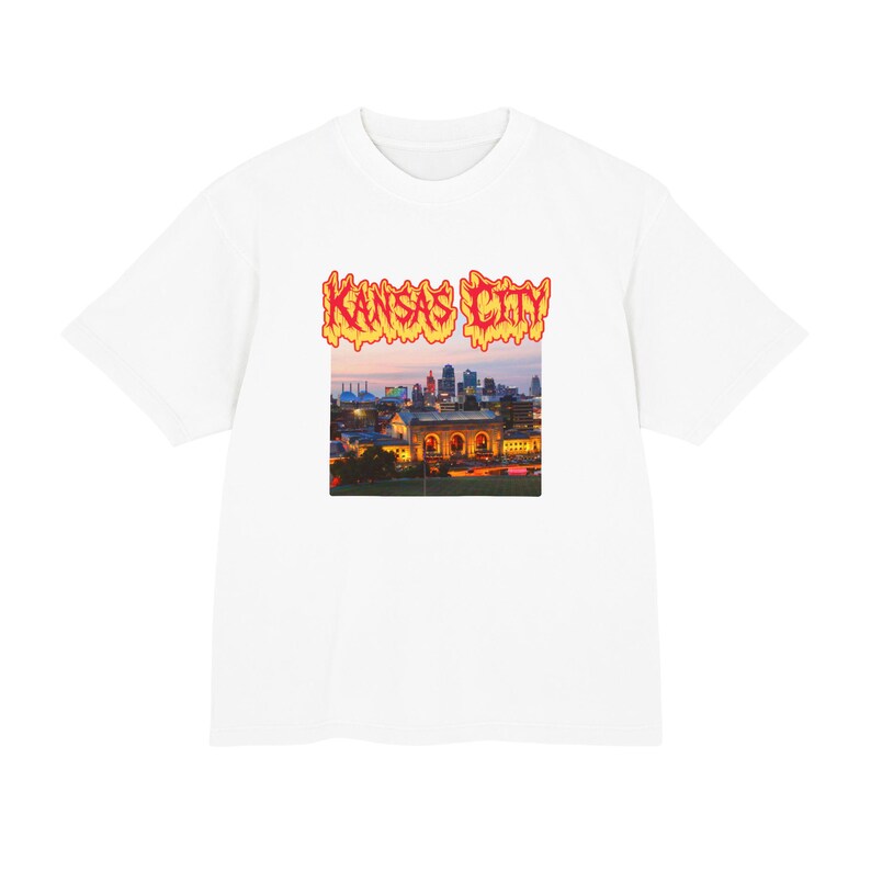Kansas City Skyline Graphic Tee | Alternative Streetwear Apparel, Unisex Boxy Fit image 3