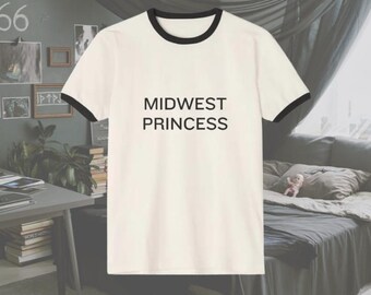Midwest Princess Ringer Tee, Retro Contrast Collar Indie Shirt
