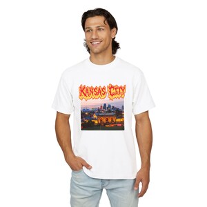 Kansas City Skyline Graphic Tee | Alternative Streetwear Apparel, Unisex Boxy Fit image 7