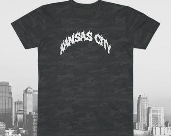 Kansas City Camo Jersey Tee | Streetwear T-Shirt | KC Graphic Tee | Alternative Shirt | Metal Style Shirt