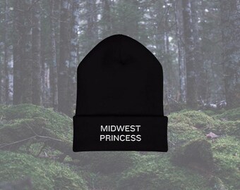 Embroidered Midwest Princess Beanie, Emo Indie Alternative Beanie