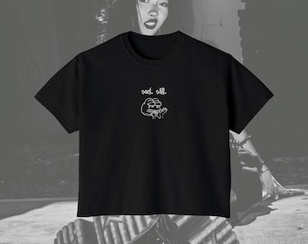 Oversized Boxy Tee | Sad Still Graphic, Dark Humor, Elder Emo Clothing