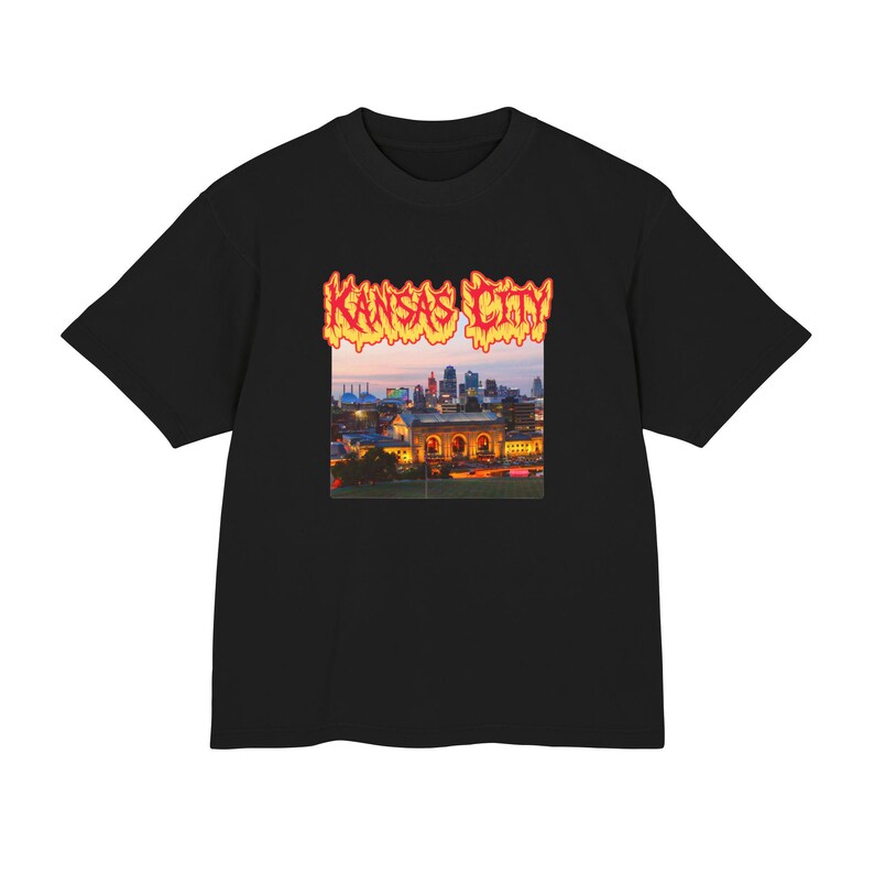 Kansas City Skyline Graphic Tee | Alternative Streetwear Apparel, Unisex Boxy Fit image 4