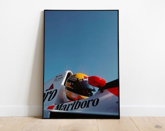 Vintage Senna Ferrari F1 Wall Art Poster Print: Retro Oil Painting Style for Car Enthusiasts | Aesthetic Retro F1 Oil Painting Home Decor