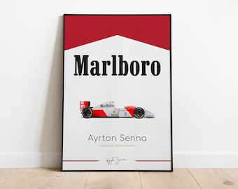 Ayrton Senna F1 Car Marlboro Poster Print | Mclaren F1 Wall Art