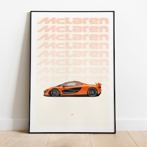 McLaren P1 Car Print Wall Art Poster para niños, habitación de niños, guardería, decoración del hogar, niños, oficina en el hogar, cueva del hombre, dormitorio