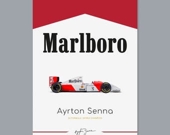 Ayrton Senna F1 Car Marlboro Poster Print | Mclaren F1 Wall Art