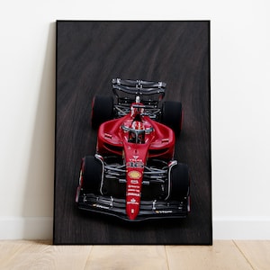 Póster artístico de pared de coche de Charles Leclerc Ferrari F1, Impresión de F1, Regalo para fanáticos de F1 Ferrari y entusiastas de los coches, Estilo de decoración del hogar, Decoración de pared de oficina