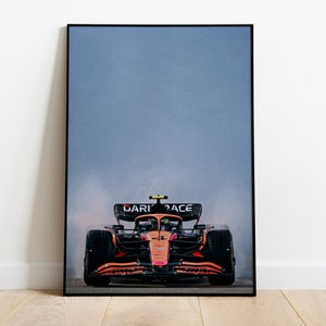Póster Artístico de pared de coche de Lando Norris F1, Impresión de F1, Regalo para fanáticos de F1 y entusiastas de los coches McLaren, Decoración del hogar, Estilo retro para decoración de pared de oficina
