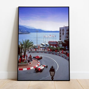 Impressão de pôster de parede vintage de Mônaco F1: estilo retrô de pintura a óleo para entusiastas de carros | Decoração de casa com pintura a óleo retrô estética de F1