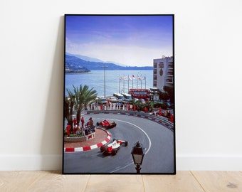 Vintage Monaco F1 Wall Art Poster Print: Retro Oil Painting Style for Car Enthusiasts | Aesthetic Retro F1 Oil Painting Home Decor