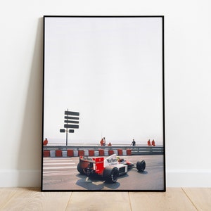 Vintage Monaco Senna F1 Wall Art Poster Print: Retro Oil Painting Style for Car Enthusiasts | Aesthetic Retro F1 Oil Painting Home Decor