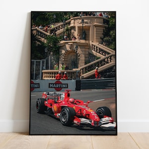 Póster de pared vintage de Ferrari F1 de Mónaco: estilo retro para entusiastas de los coches/decoración estética retro del hogar del Gran Premio de Fórmula 1