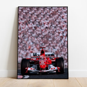 Michael Schumacher Ferrari F1 coche Wall Art Poster Print F1 Regalo para los fanáticos de la F1 y entusiastas de los automóviles Decoración del hogar Estilo retro para la decoración de la pared de la oficina