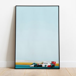 Impresión de póster de arte de pared Vintage Senna McLaren F1: Estilo retro para entusiastas de los coches y la F1, Decoración estética retro del hogar F1, Estilo antiguo